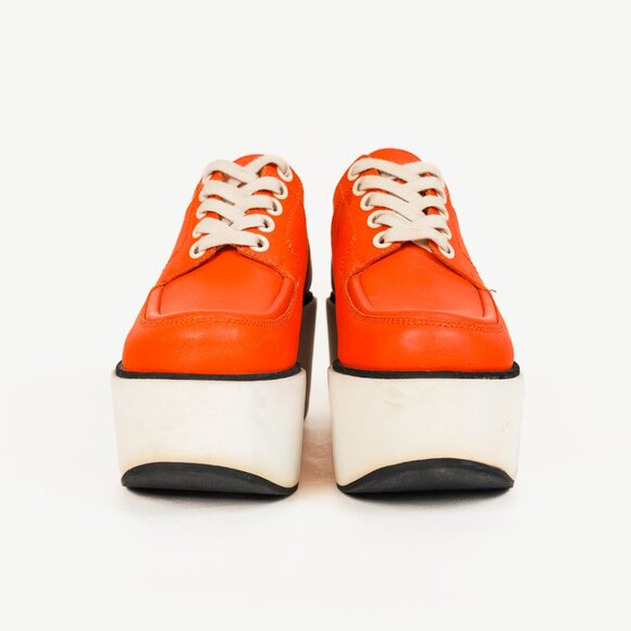 Jil Sander Navy SS/12 Orange Leather Lace-Up Platforms - Picture 2 of 8